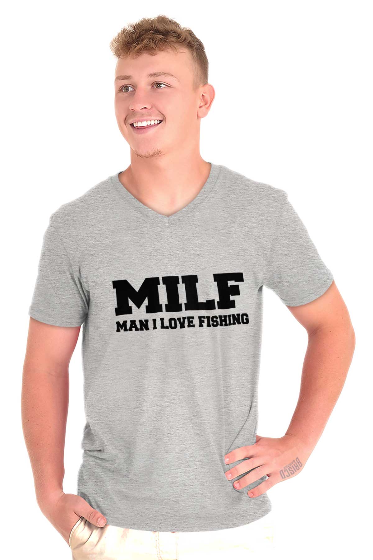 MILF Man I Love Fishing Funny Fisherman Gift V Neck T Shirts For Men V