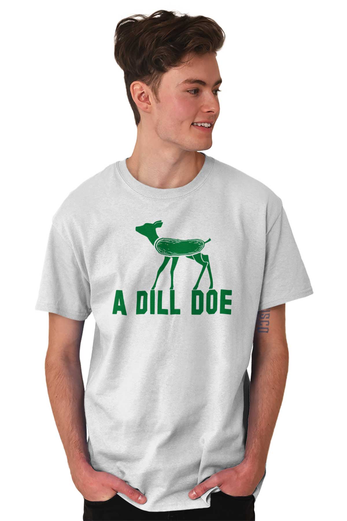 A Dill Doe Deer Pickle Pun Adult Humor Gift Mens Casual Crewneck T Shirts  Tees