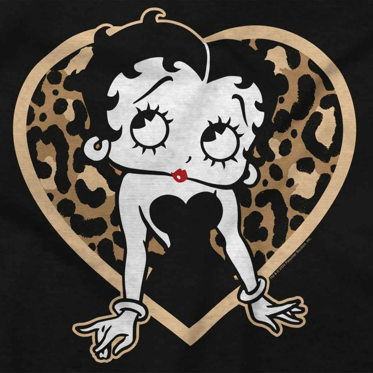 Betty Boop Retro Cartoon Leopard Print Heart Womens Zip
