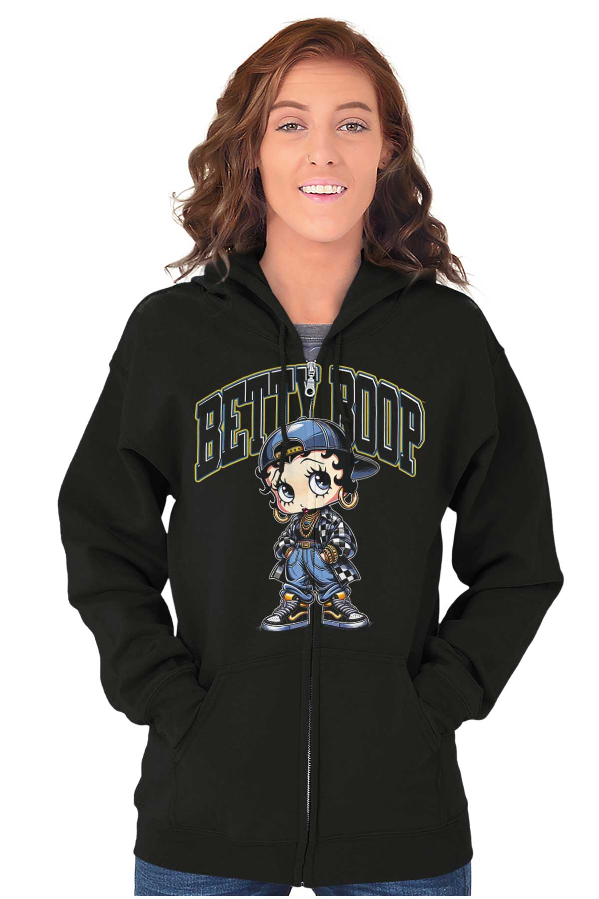 Cool Betty Boop Retro Cartoon Urban Chola Womens Zip Hooded