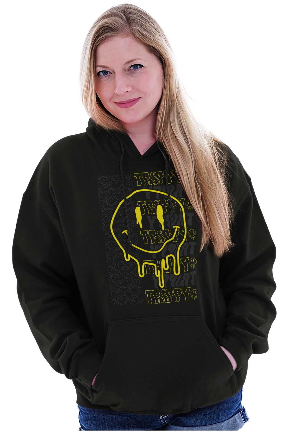 Trippy Melting Dripping Happy Face Smile Hoodie Hooded Sweatshirt