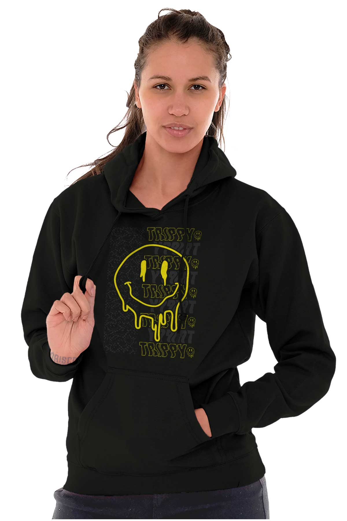 Trippy Melting Dripping Happy Face Smile Hoodie Hooded Sweatshirt