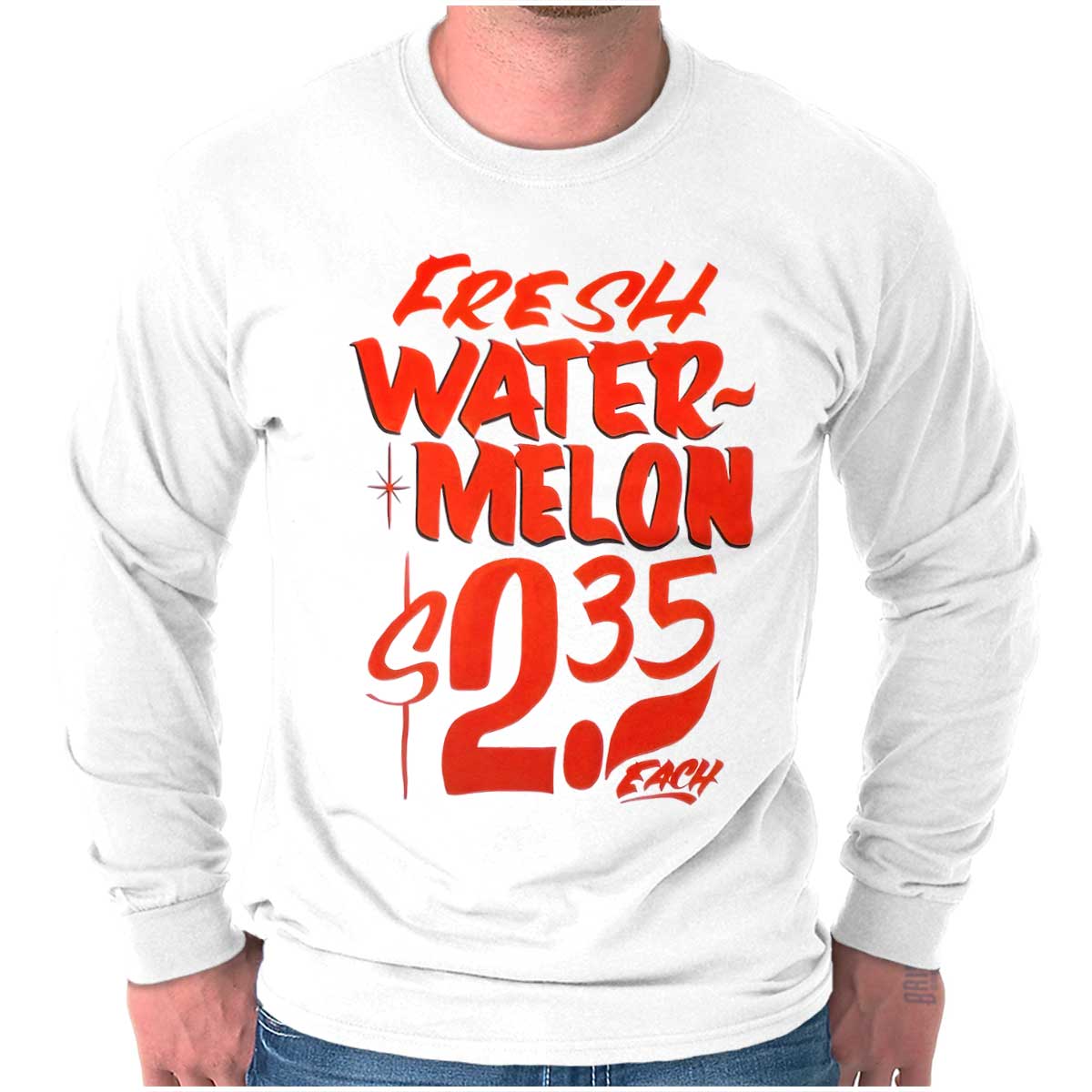 100サイズ③ Fresh Watermelon Supermarket Food Poster Long Sleeve Tshirt for