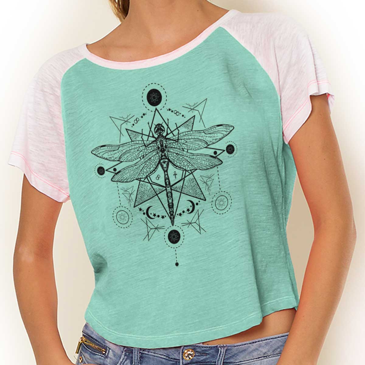 Celestial Sun Space Crystal Ball Hands Spiritual Symbolic Baseball T-Shirt Tee
