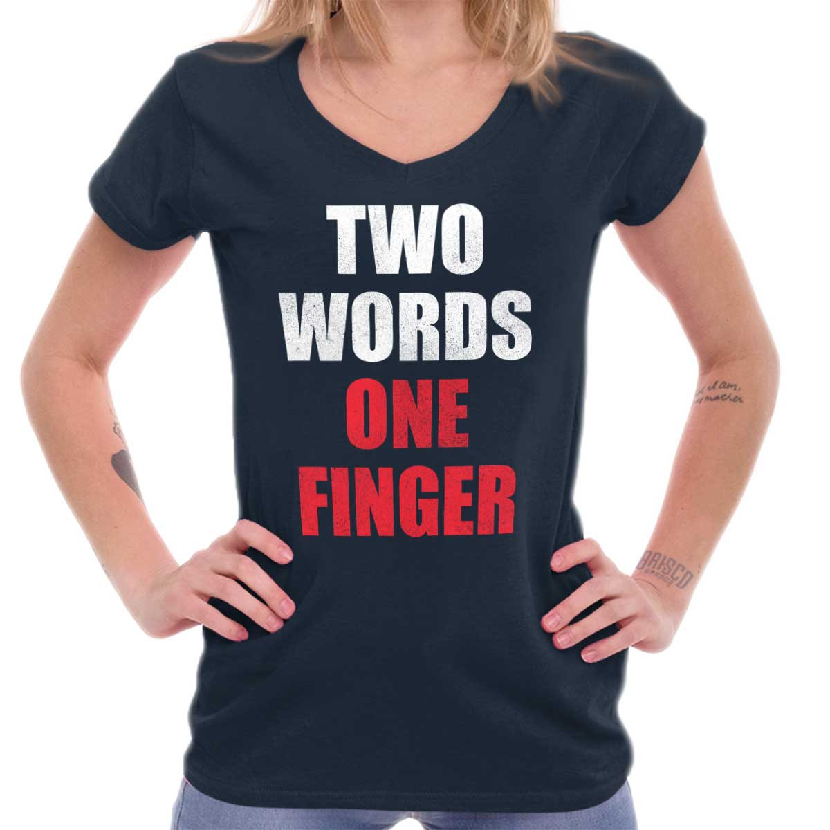 t shirt two words one finger