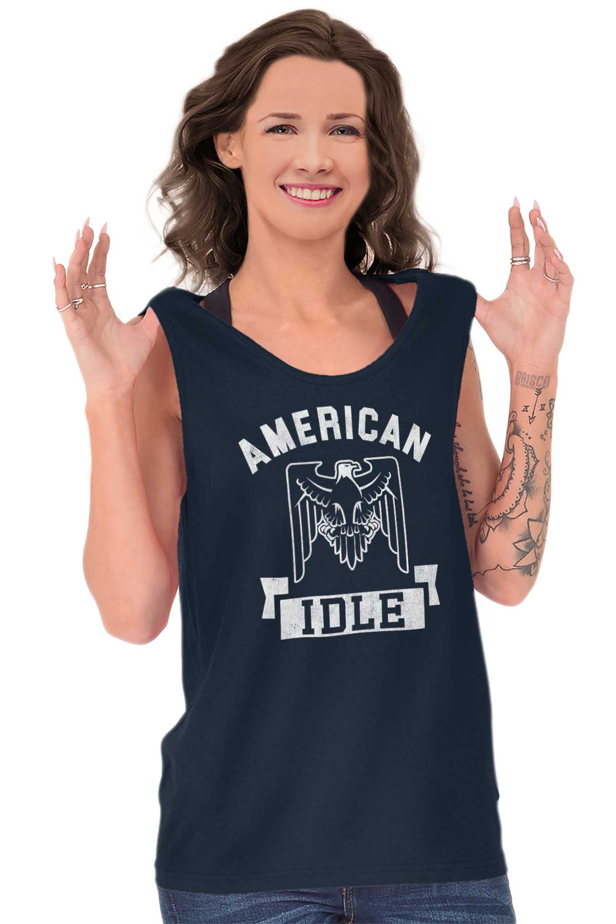 American Idle USA Graphic Novelty Gift Idea Adult Tank Top Sleeveless T ...