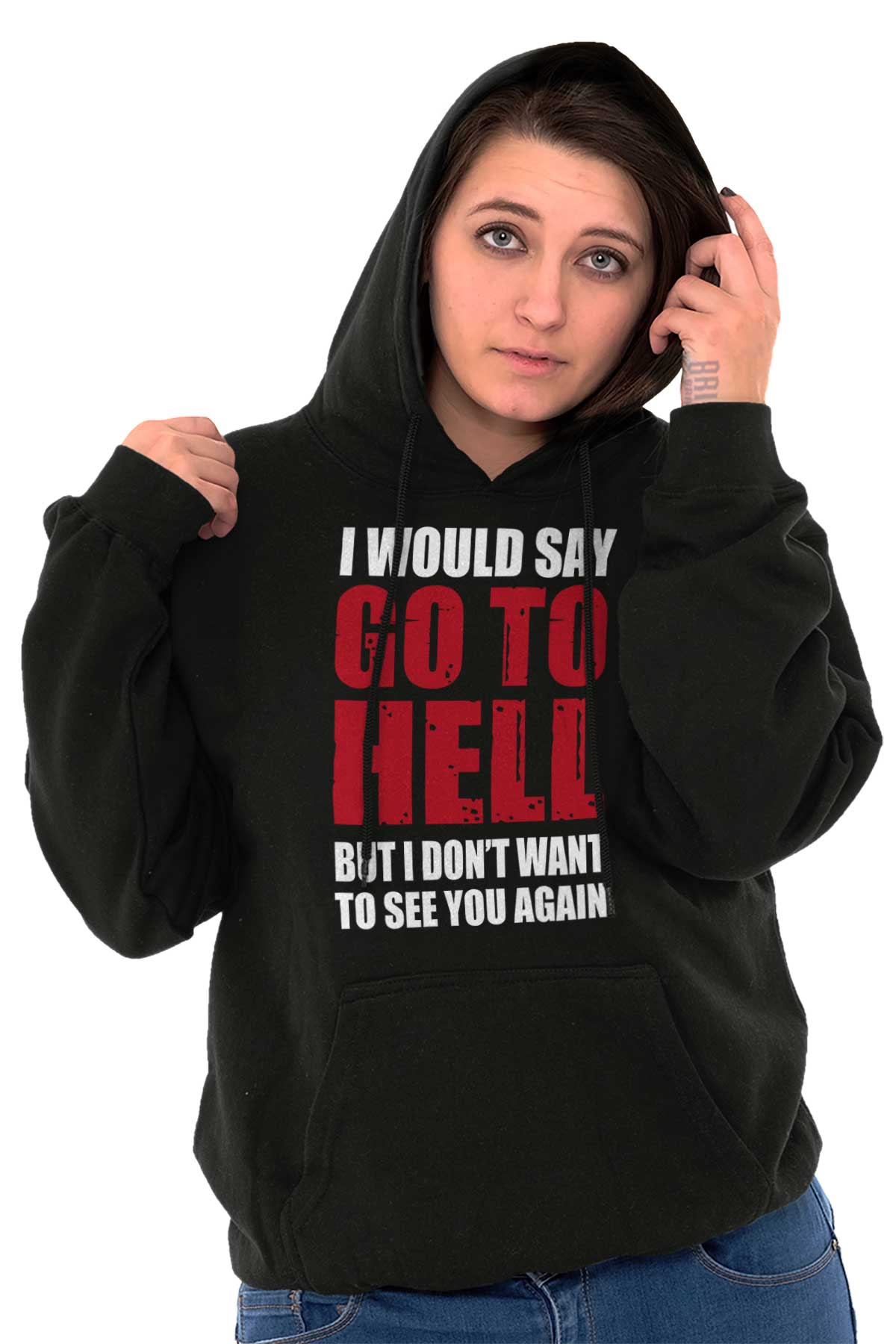 Go To Hell Funny Sarcastic Attitude Gift Adult Long Sleeve Hoodie ...