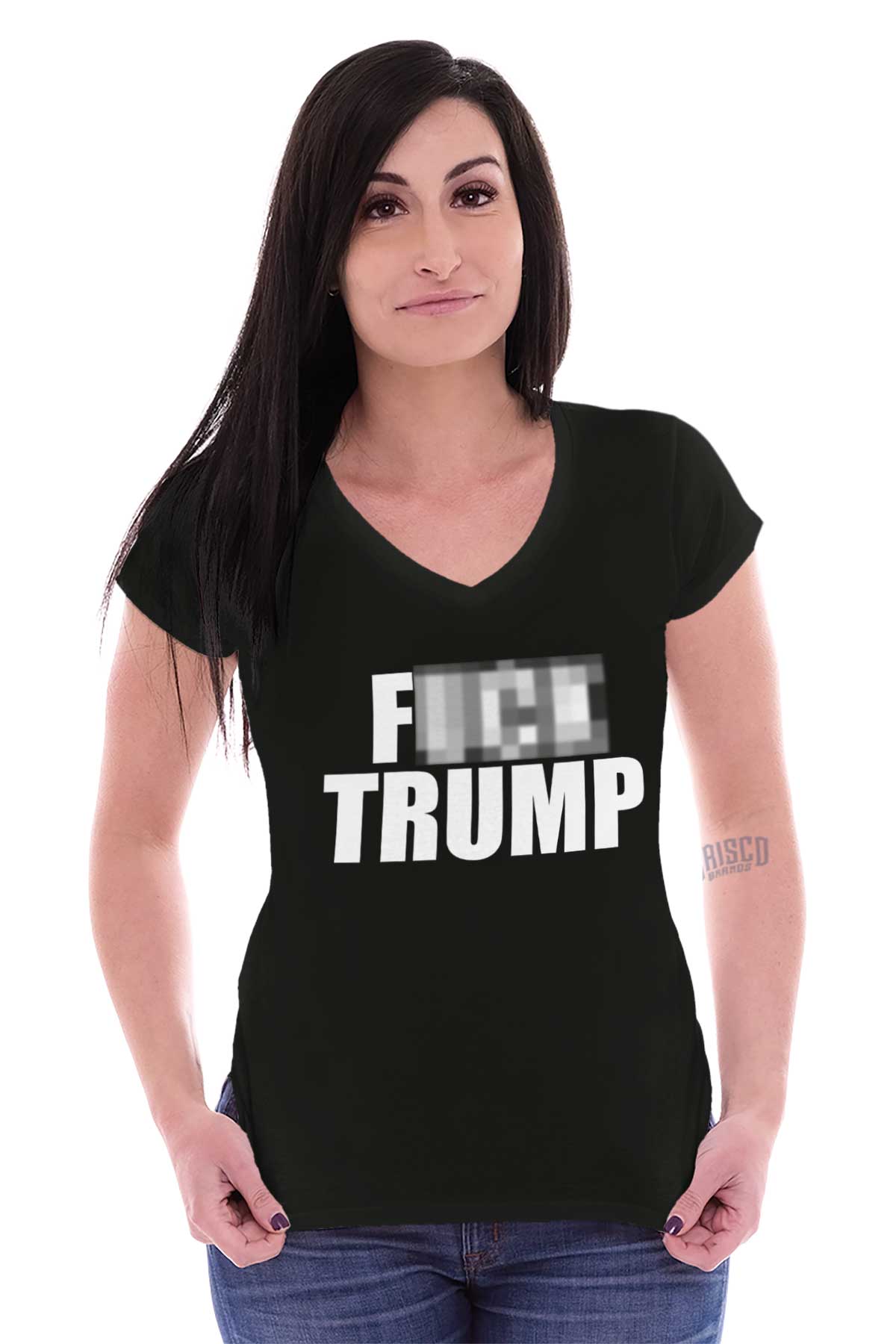 F**k Donald Trump Funny USA Impeach Politics Junior V-Neck T-Shirts Tee ...