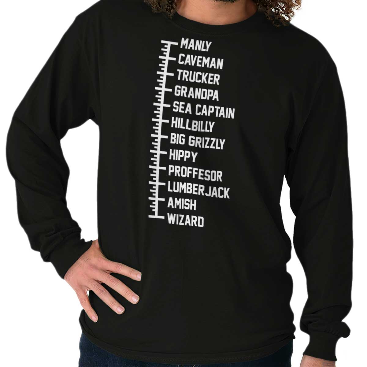 beard measuring t shirt