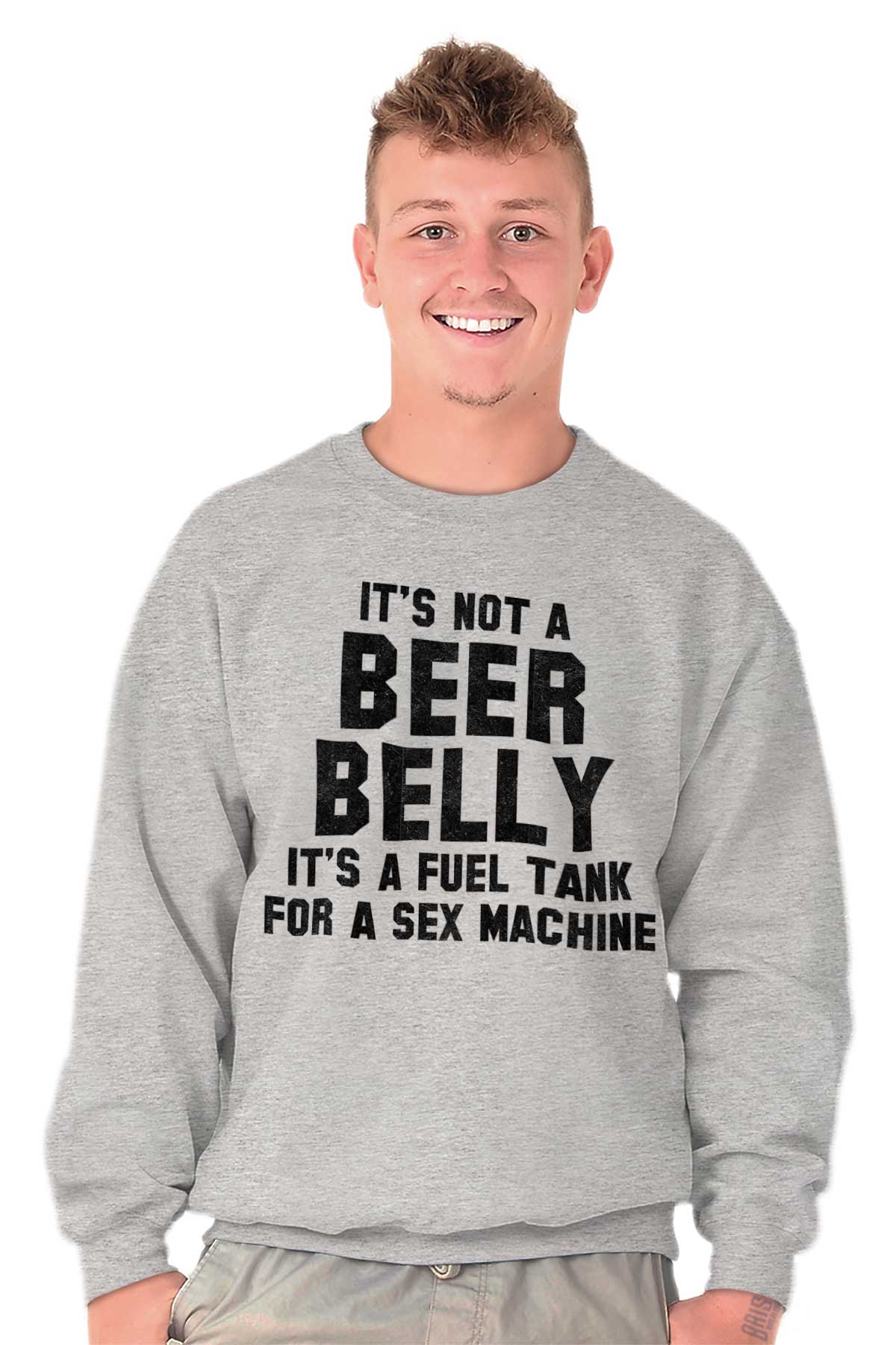 Beer Belly Fuel Tank Sex Machine Funny T Men S Long Sleeve Crew Sweatshirt Ebay