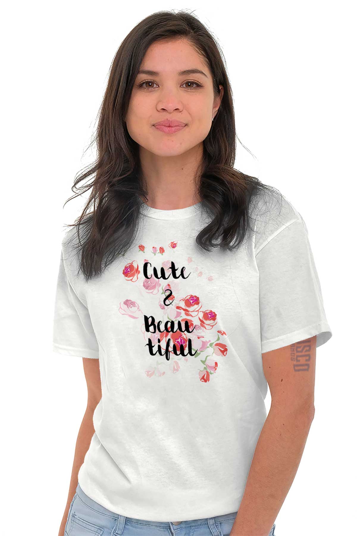 Cute And Beautiful Gym Workout Floral Gift Womens Short Sleeve Crew T