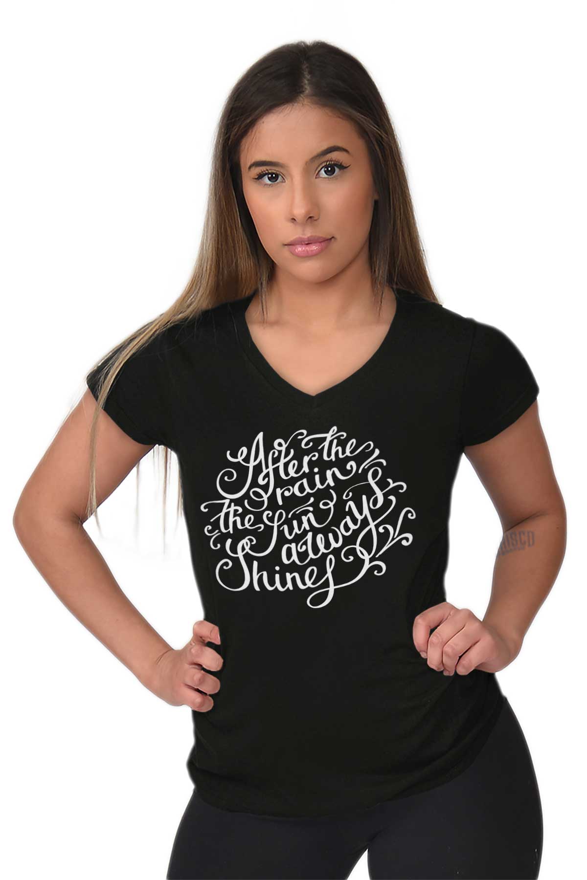 After The Rain Sun Always Shines Inspiring Womens V-Neck T-Shirts Tees ...