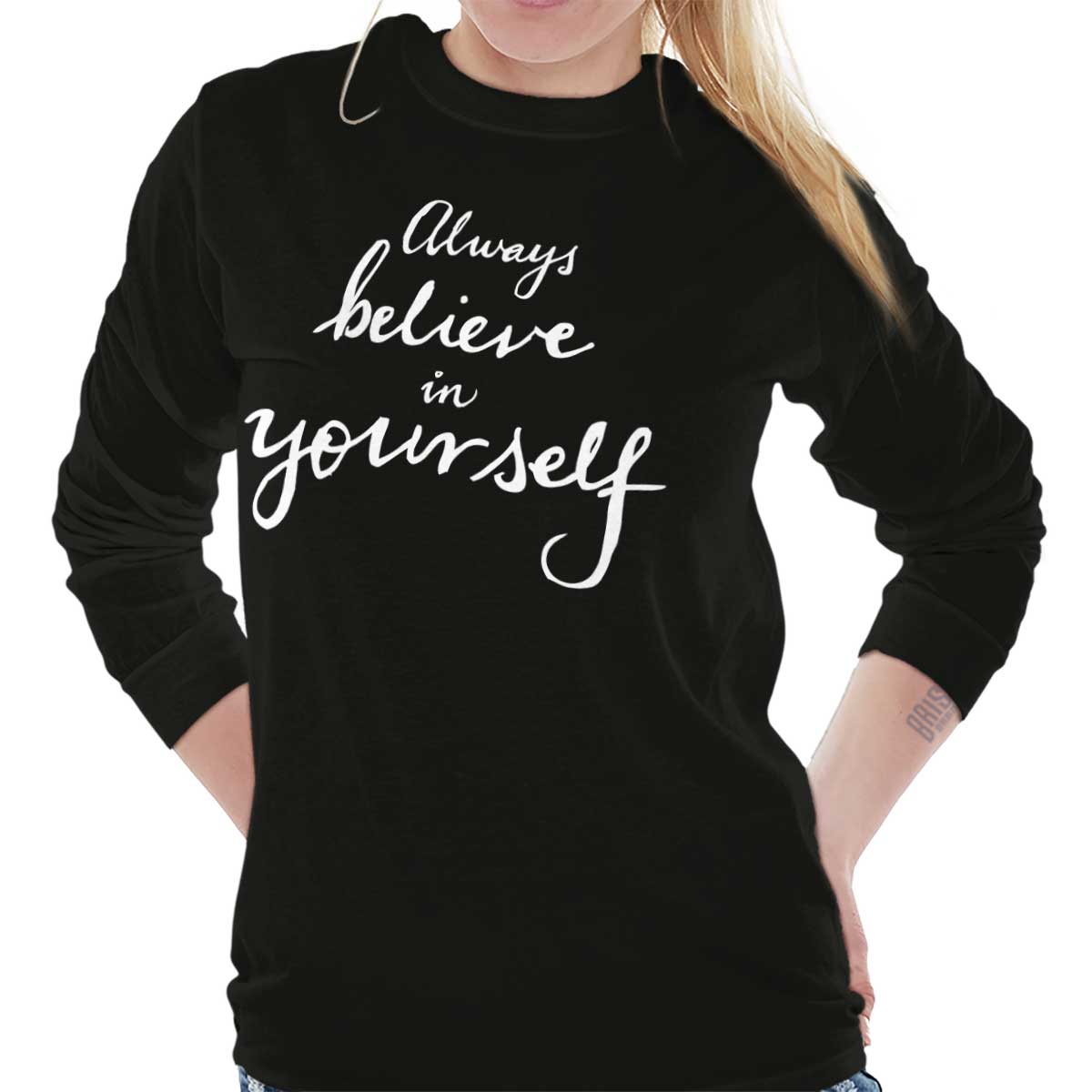 Believe in Yourself Inspirational Yoga Gift Long Sleeve T Shirt Tees ...
