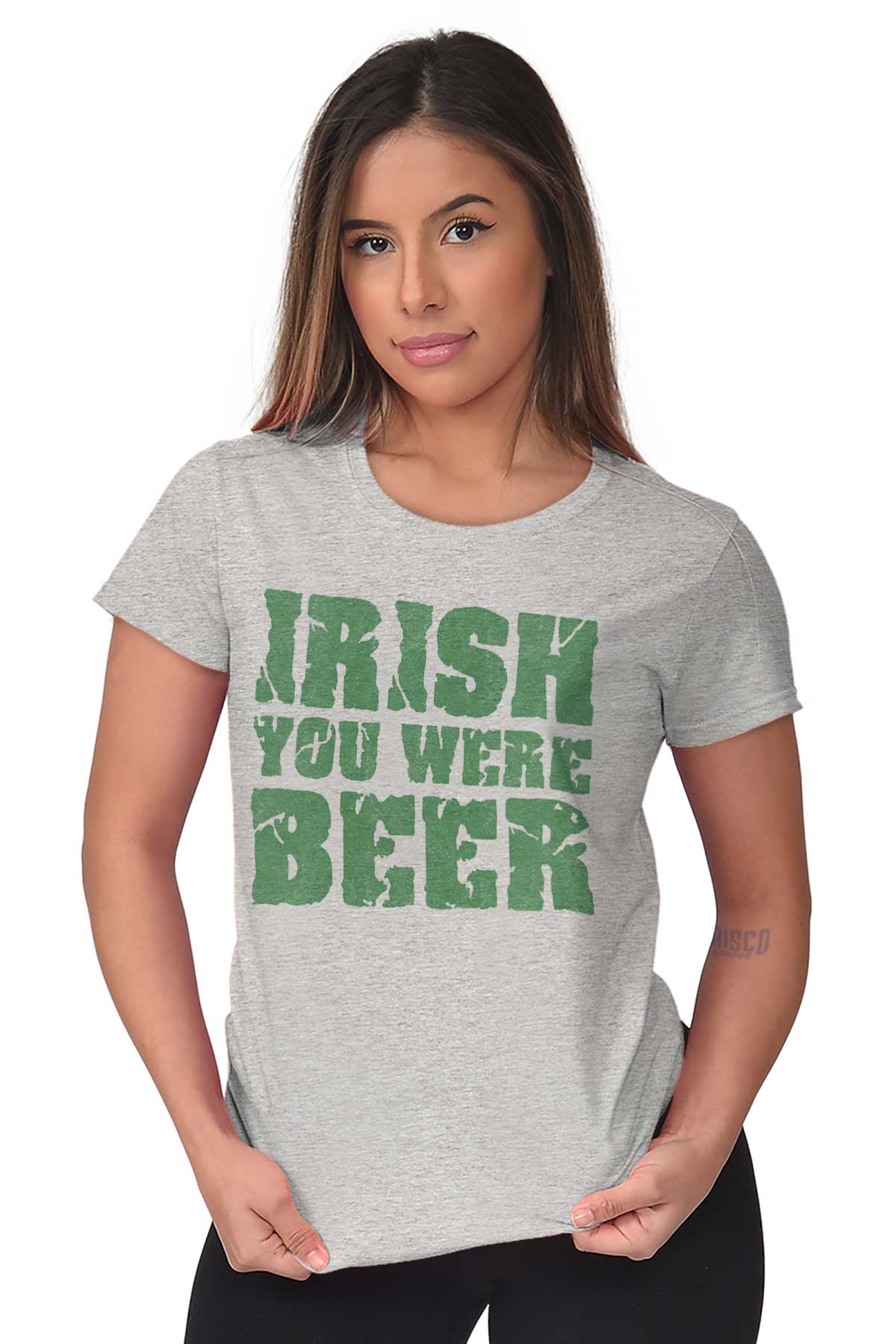 St. Patrick's Day T-Shirt For Women - Clover Heart Irish Flag Print Funny Lucky Graphic Tee