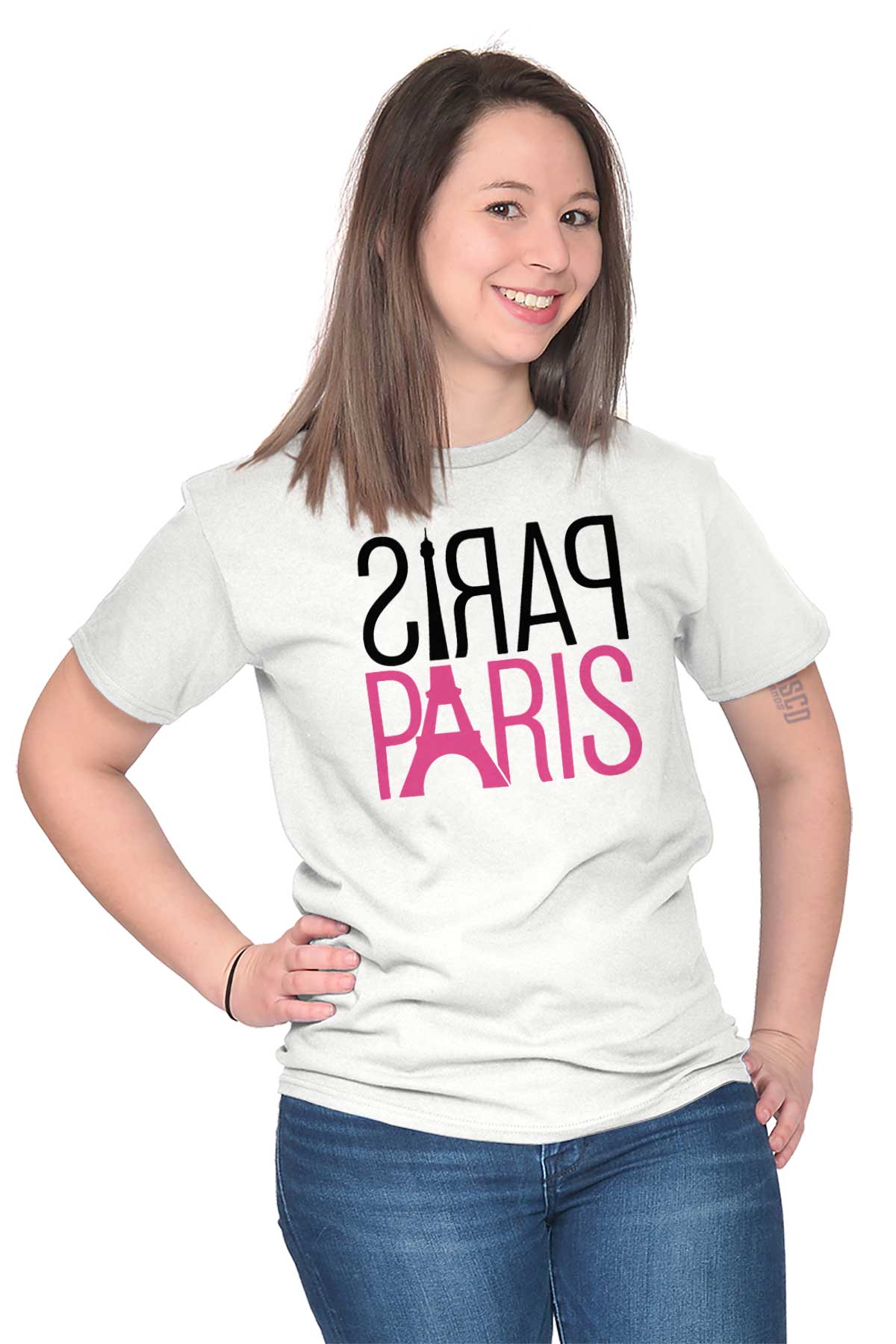 Paris City of Love Romantic Couple France Womens Short Sleeve Crew T ...