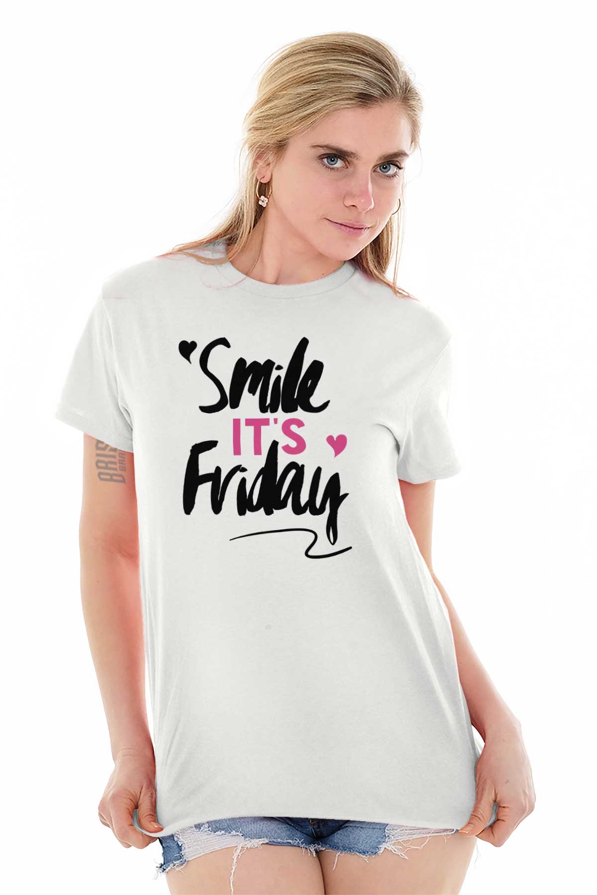 【HI FI FNK】Circle Water Printed Top Funny Weekend Vibes Smile Its Friday TGIF Womens Graphic