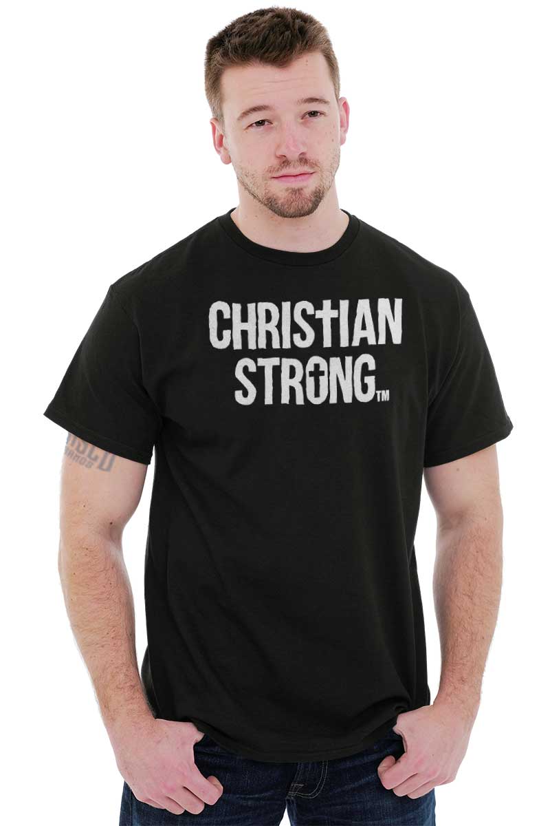 Christian Strong Religious Faith Jesus God Adult Short Sleeve Crewneck ...