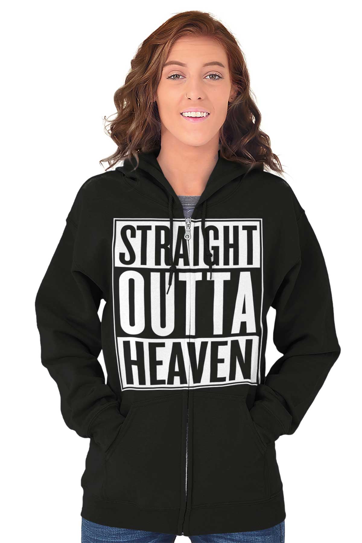 Straight Outta Heaven Christian Faith Rapper Adult Zip Hoodie Jacket 