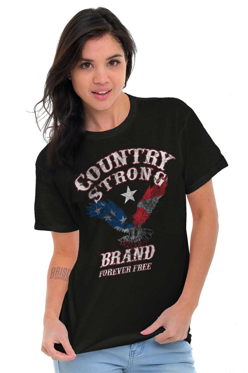 Country Strong USA Eagle Patriotic American Flag Cowboy Classic T Shirt ...