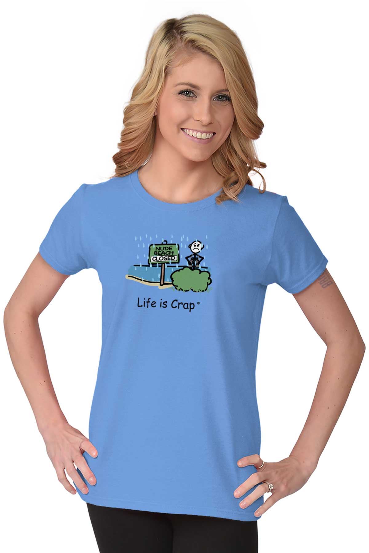 Life is Crap Nude Beach Funny Gift Idea Womens Short Sleeve Ladies T ...