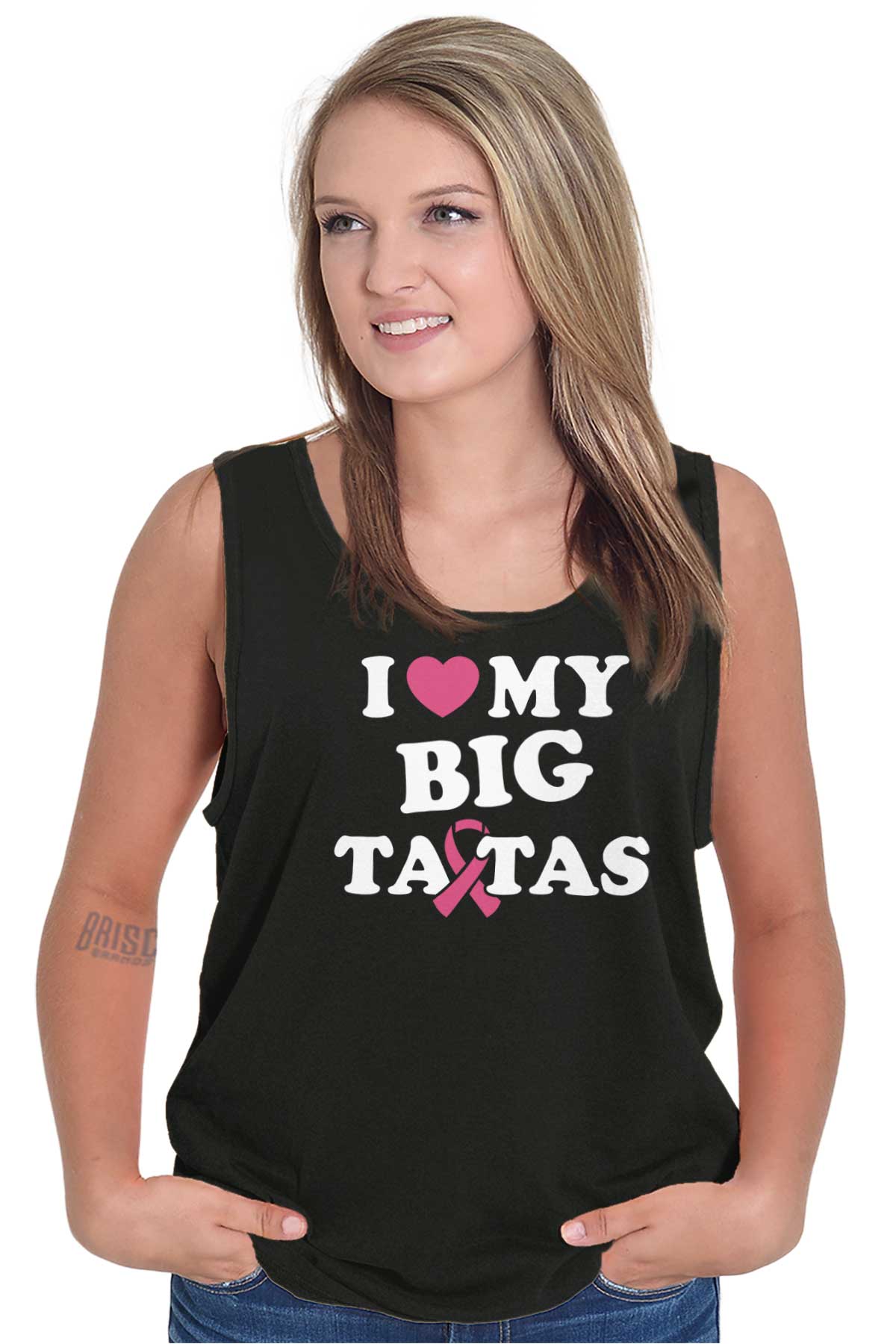 I Love My Big Tatas Funny Breast Cancer T Womens Tank Top Sleeveless