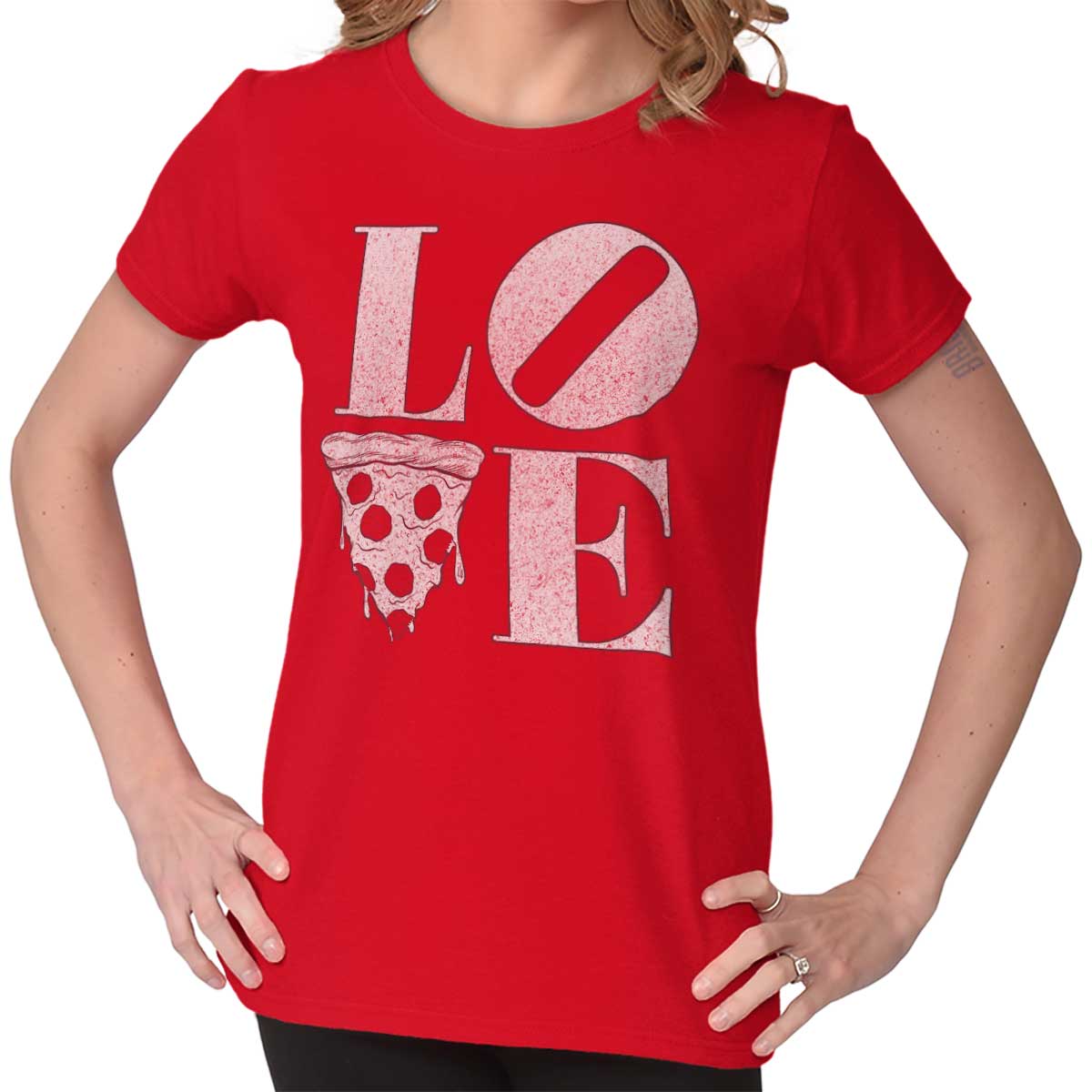 Funny Valentines Day Gift Pizza Lover Foodie Womens Graphic Crewneck T Shirt Tee