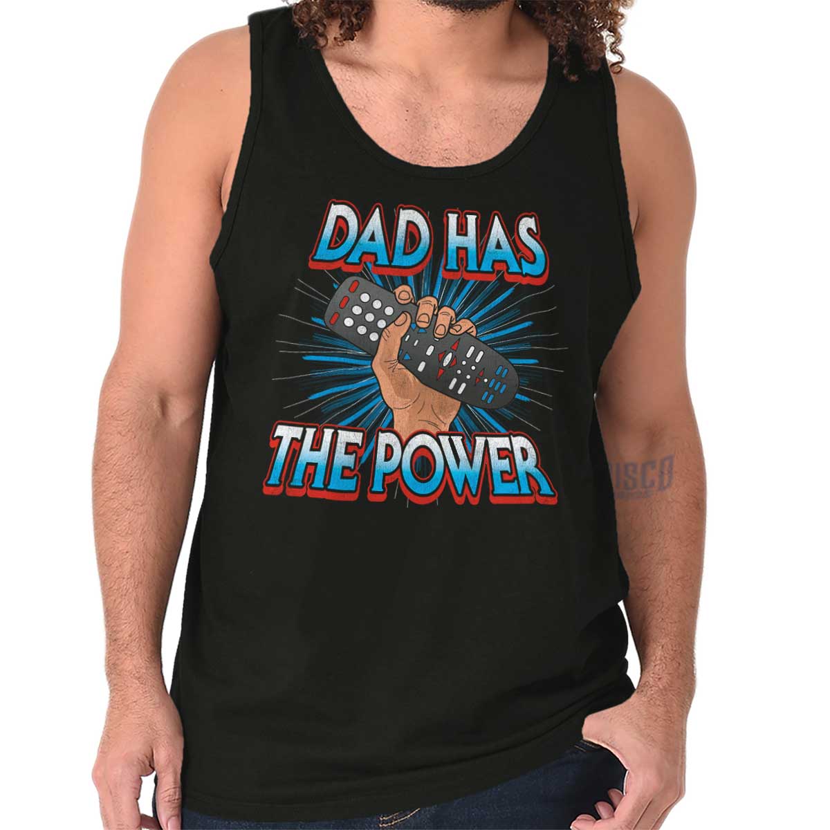 Dad Has The Power Fathers Day Grandpa Gift Mens Short Sleeve Crewneck Tee