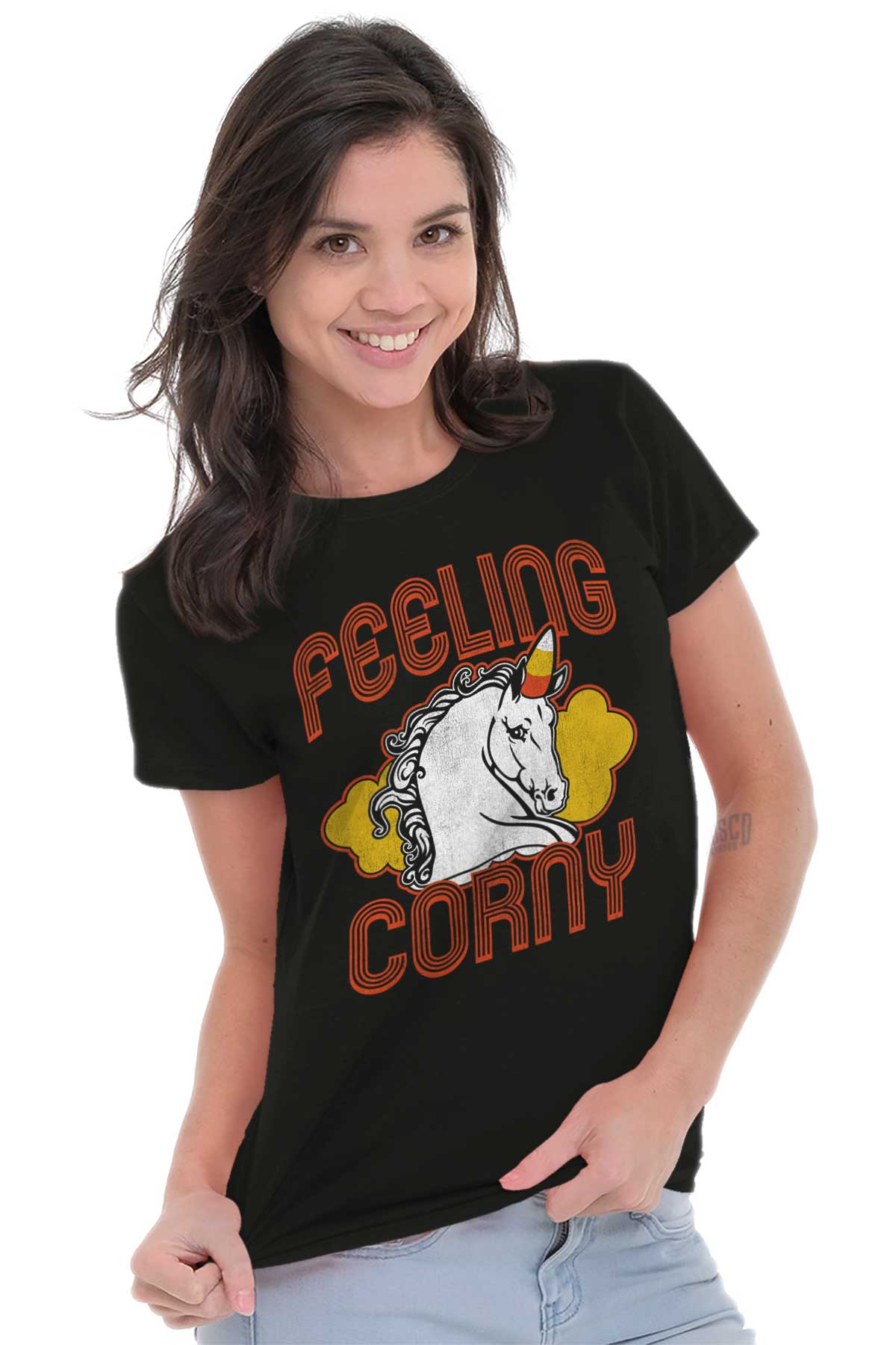 Feeling Corny Funny Unicorn Halloween T Womens Short Sleeve Ladies T Shirt Ebay 