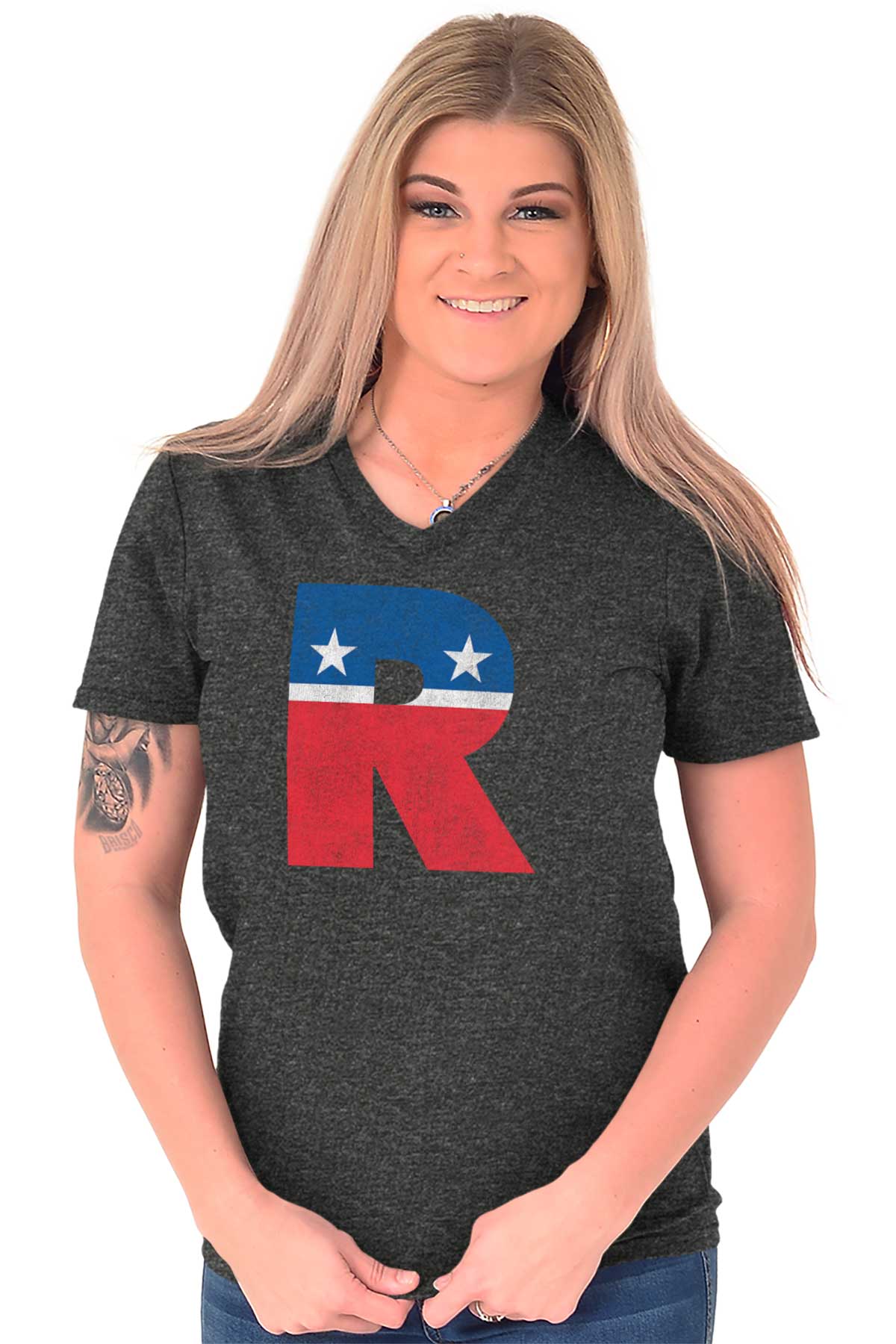 Republican Conservative America US Flag Patriot Right Wing V-Neck T ...