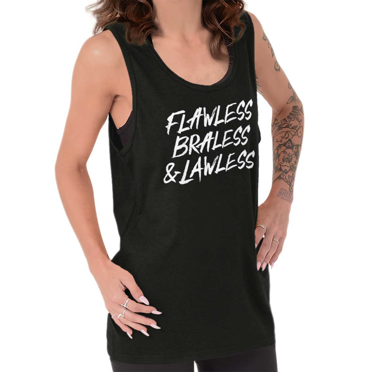 Flawless Braless And Lawless Rude Attitude Womens Tank Top Sleeveless T ...