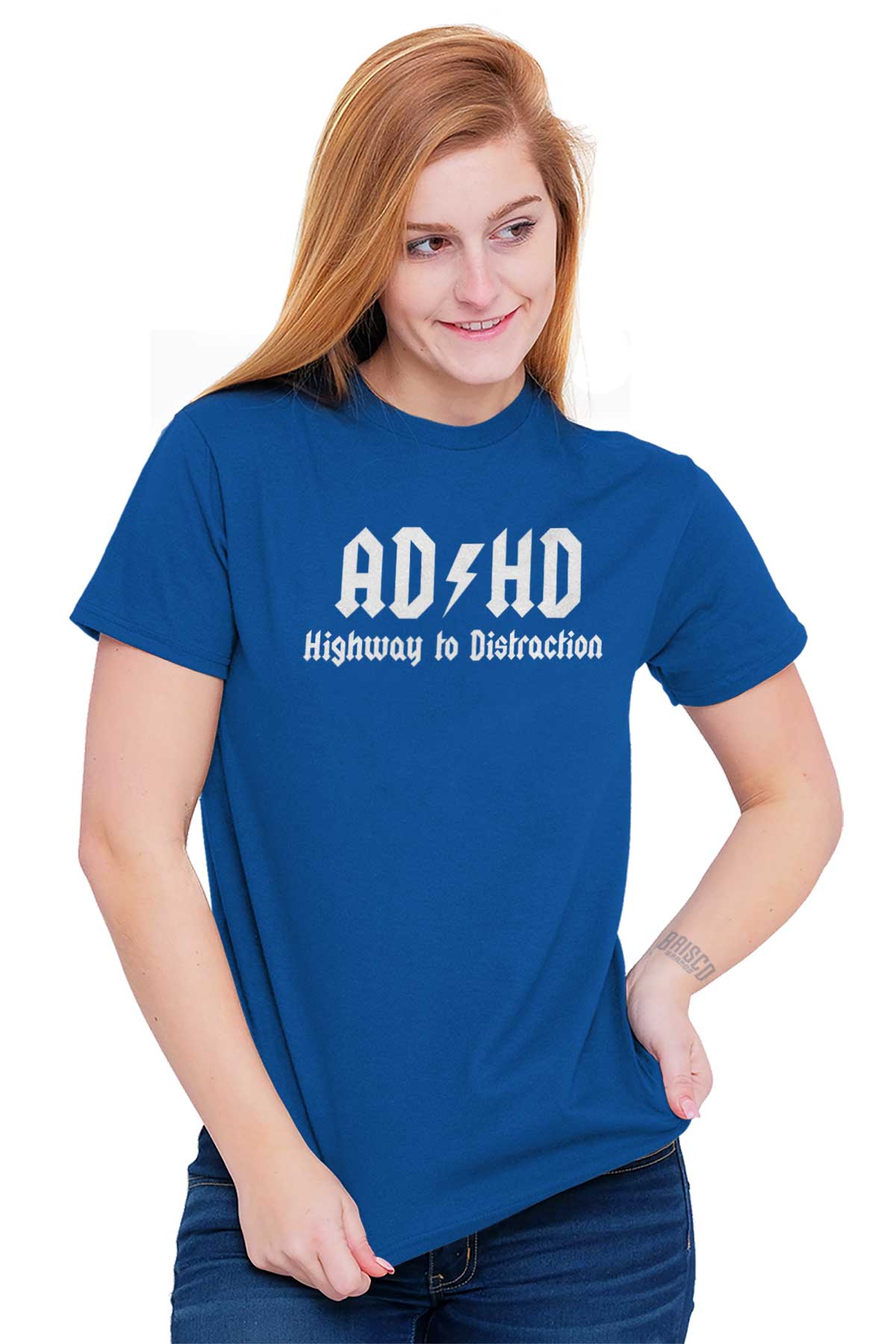 ADHD Highway to Distraction Sarcastic ADHD Womens Short Sleeve Ladies T  Shirt 