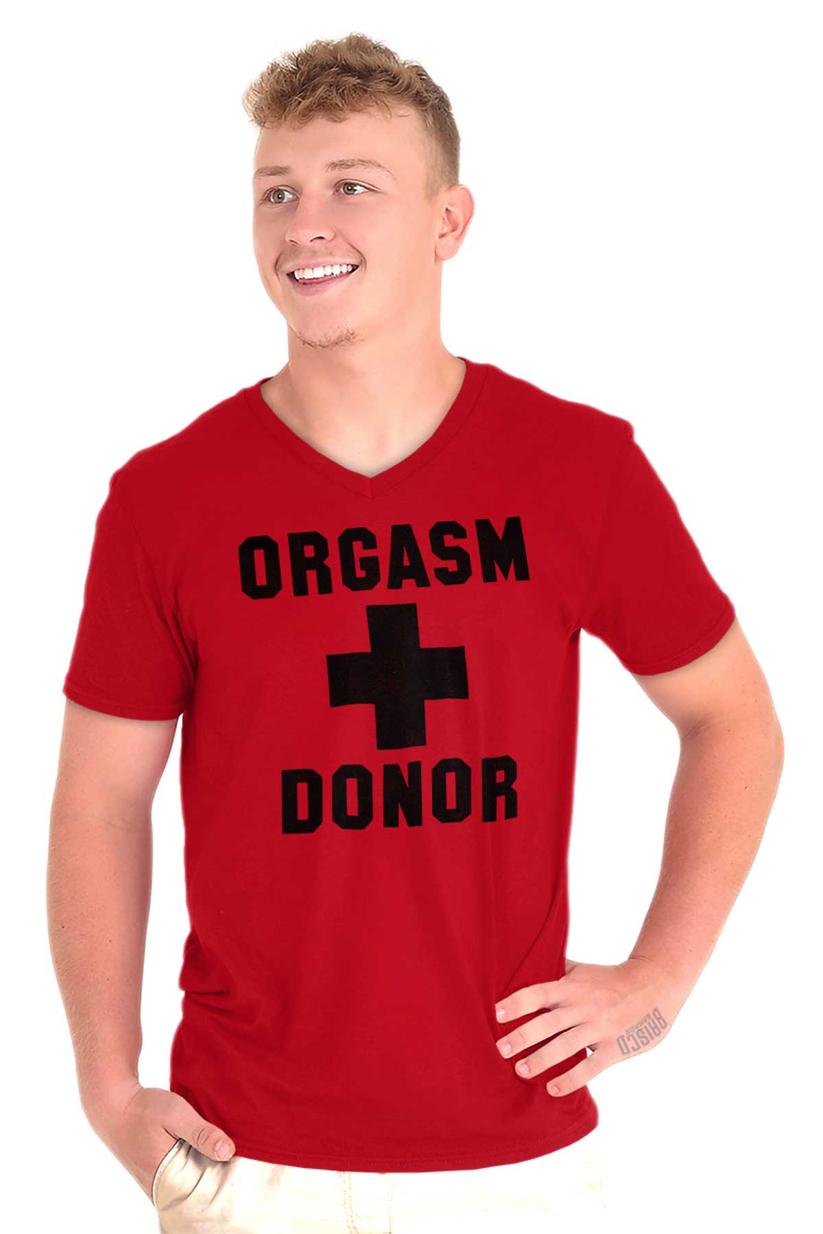 Orgasm Donor Funny Lifeguard Novelty T Mens V Neck Short Sleeve T