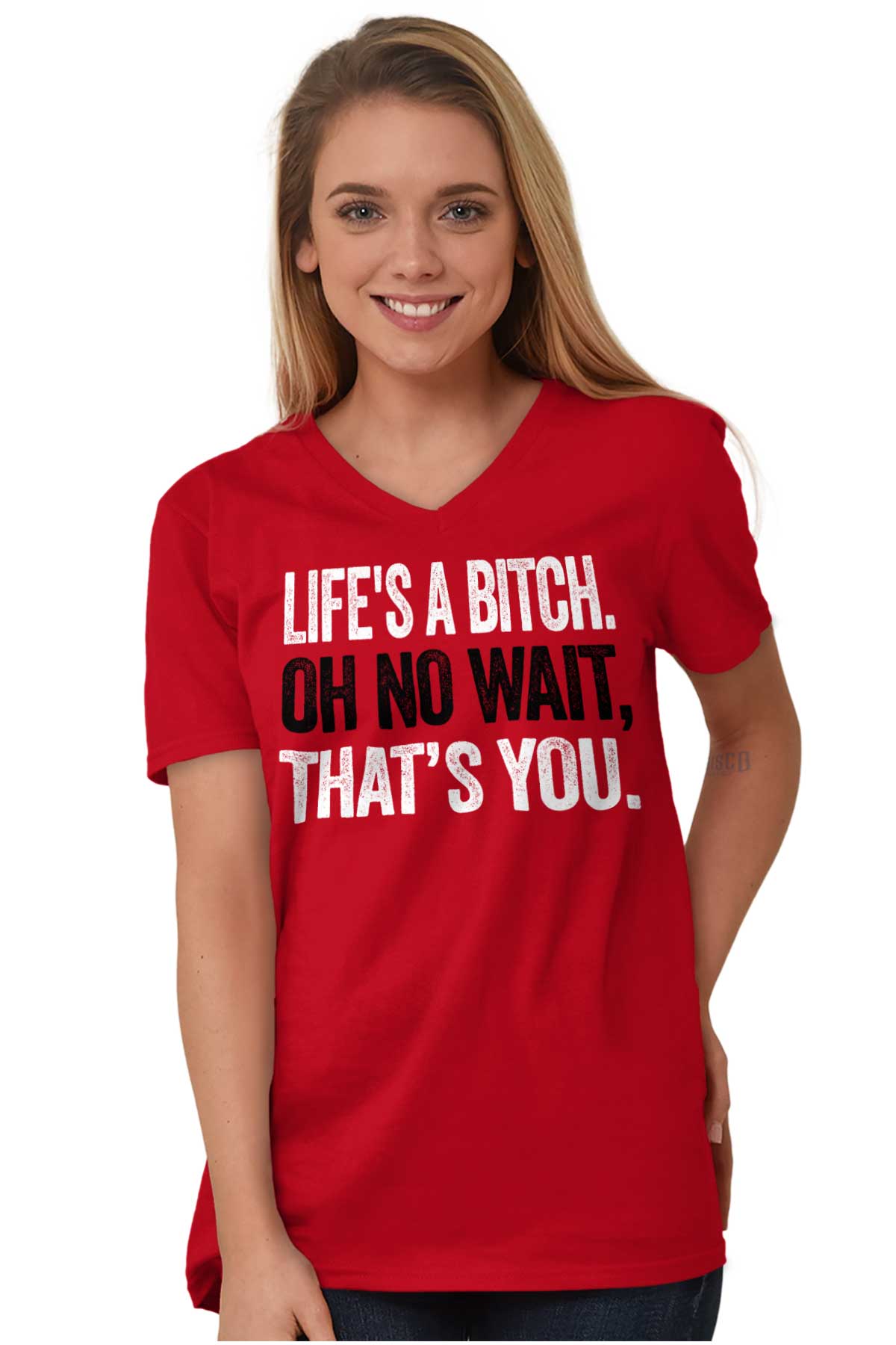 Lifes A Bitch Funny Rude Offensive Mean Funny Adult V Neck Short Sleeve T Shirts Ebay
