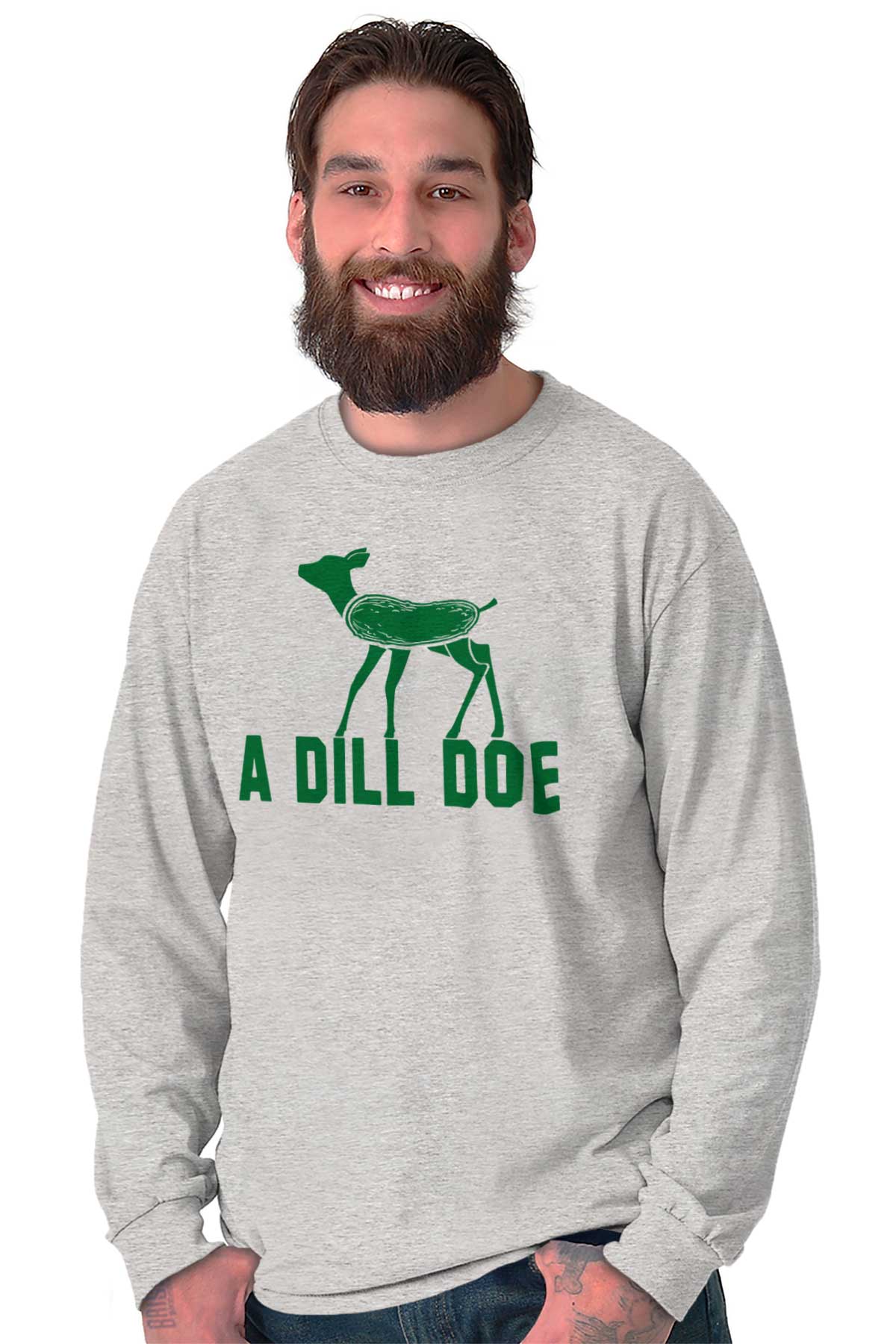 A Dill Doe Deer Pickle Pun Adult Humor Gift Long Sleeve Tshirt Tee for