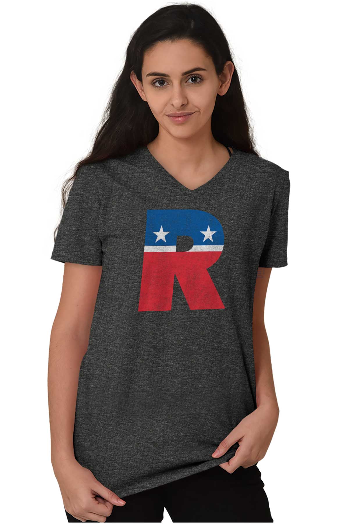 Republican Conservative America Us Flag Patriot Right Wing V-neck T 