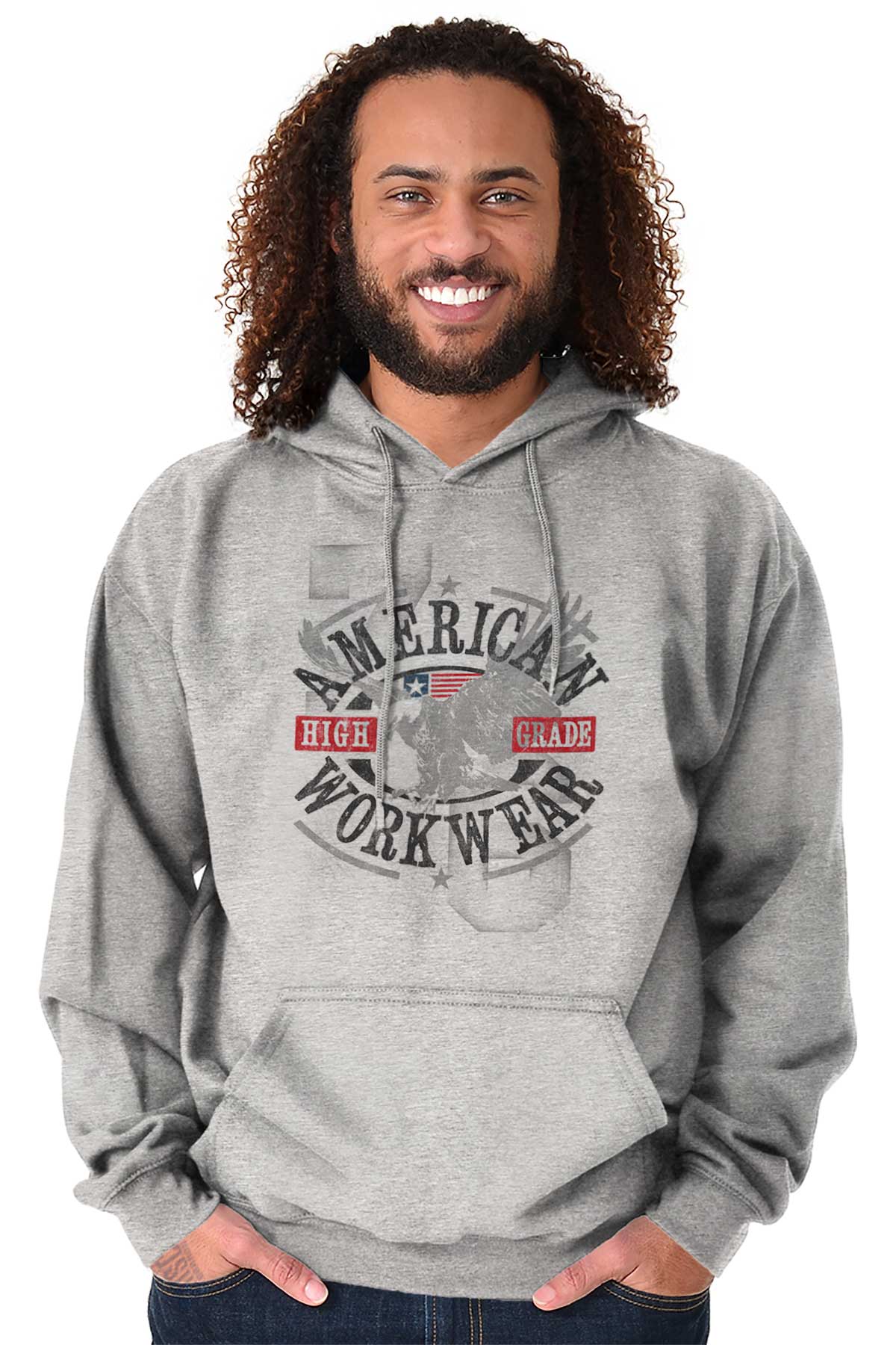 American Workwear Original Patriotic Country Mens Long Sleeve Hoodie