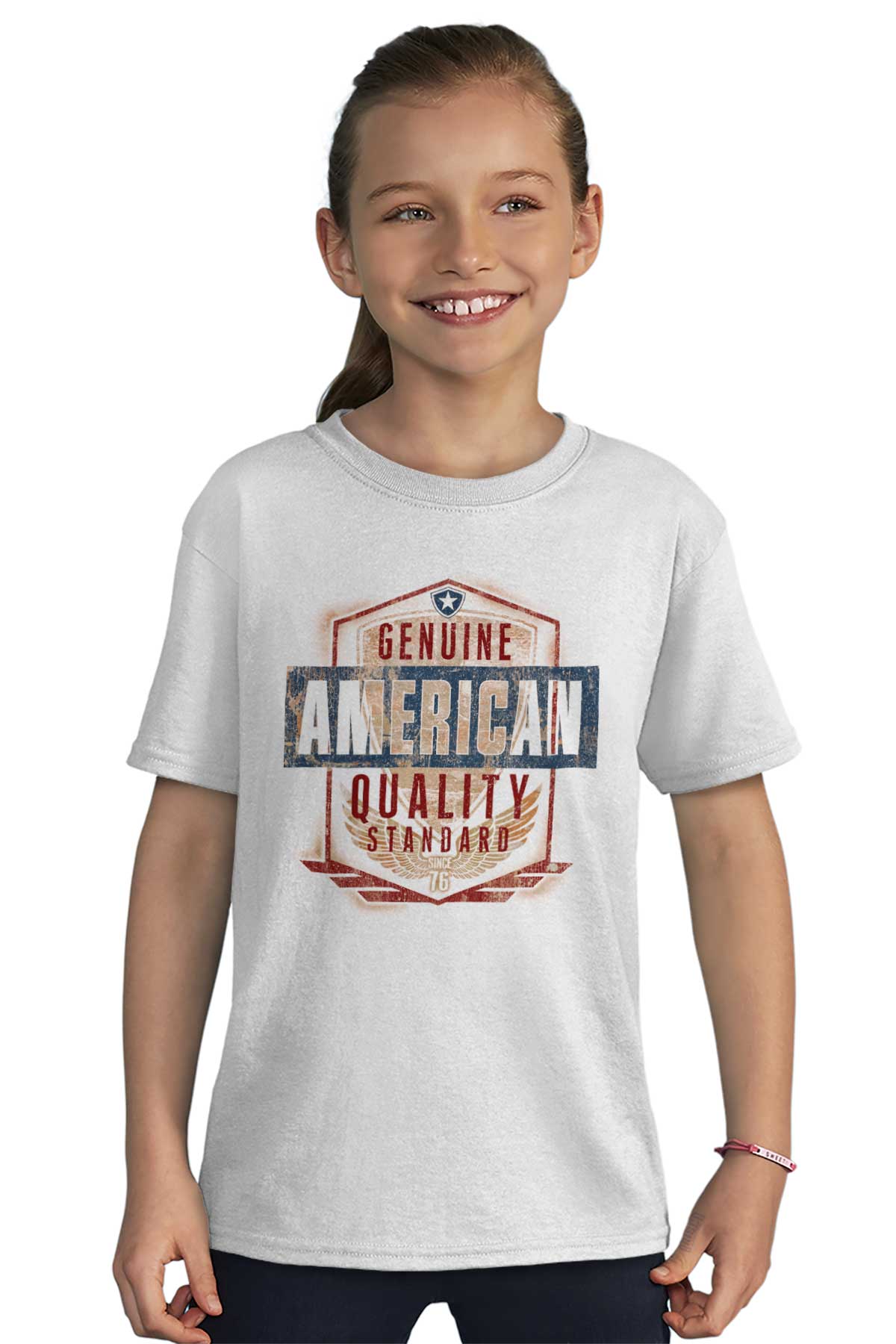 Genuine American Quality Standard USA Proud Unisex Kids Youth Crew T ...
