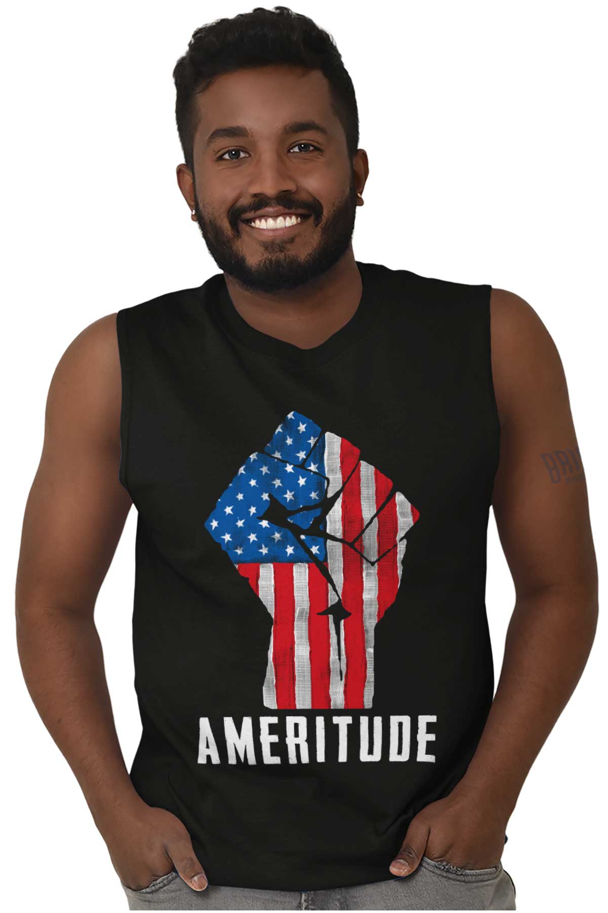 American Attitude United States Patriotic Adult Sleeveless Crewneck T