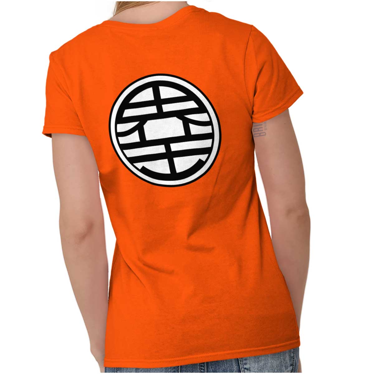 Goku Uniform Symbol Nerdy Geeky Anime Kanji Womens Short Sleeve Ladies