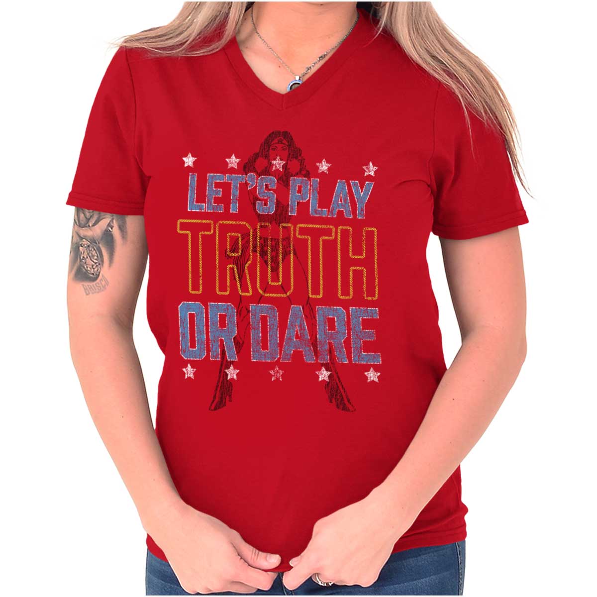 Play Truth Or Dare Wonder Superhero Lasso Womens Short Sleeve Ladies T Shirt