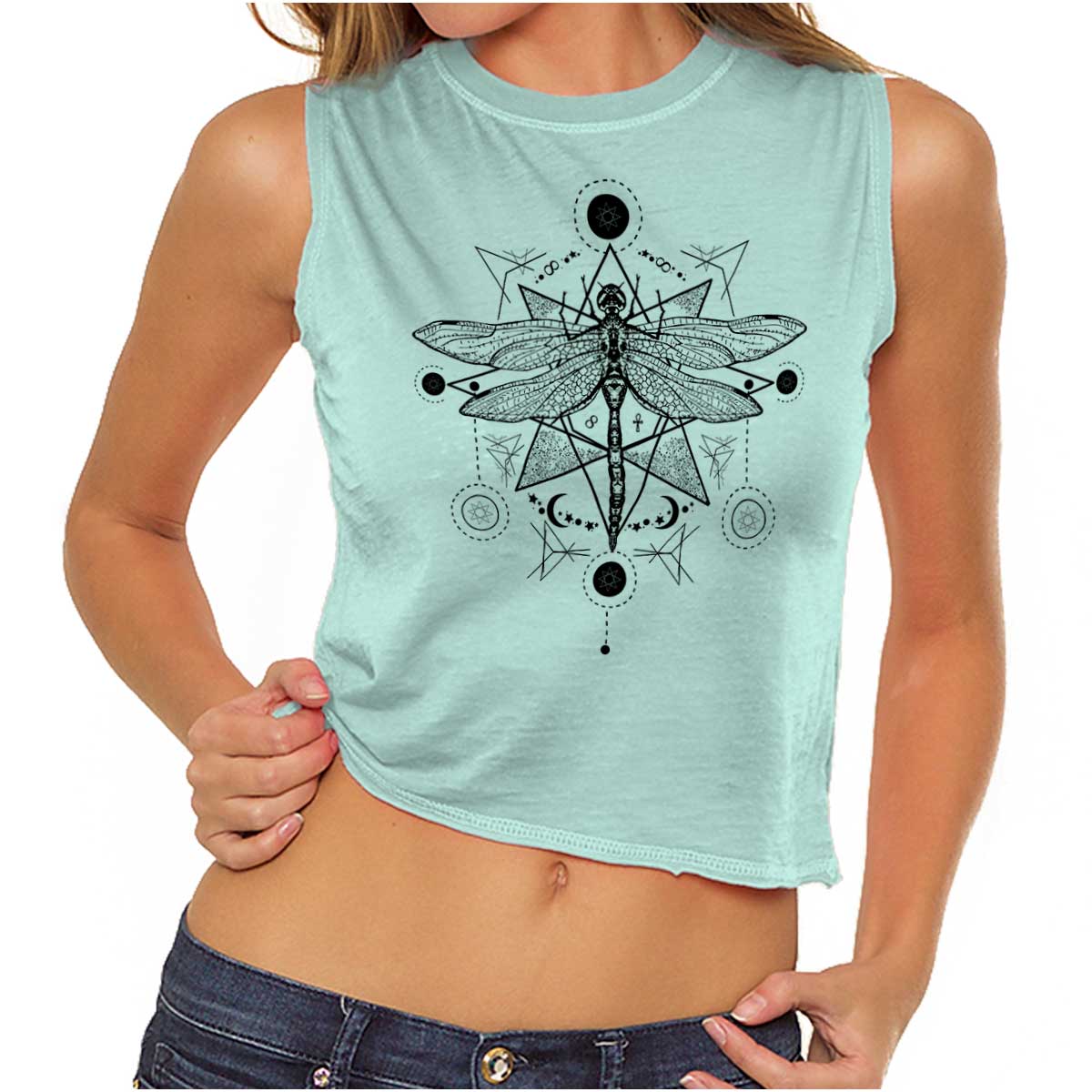 Dragonfly Sun Spiritual Animal Mystical Celestial Meaning Muscle T-Shirt Tee