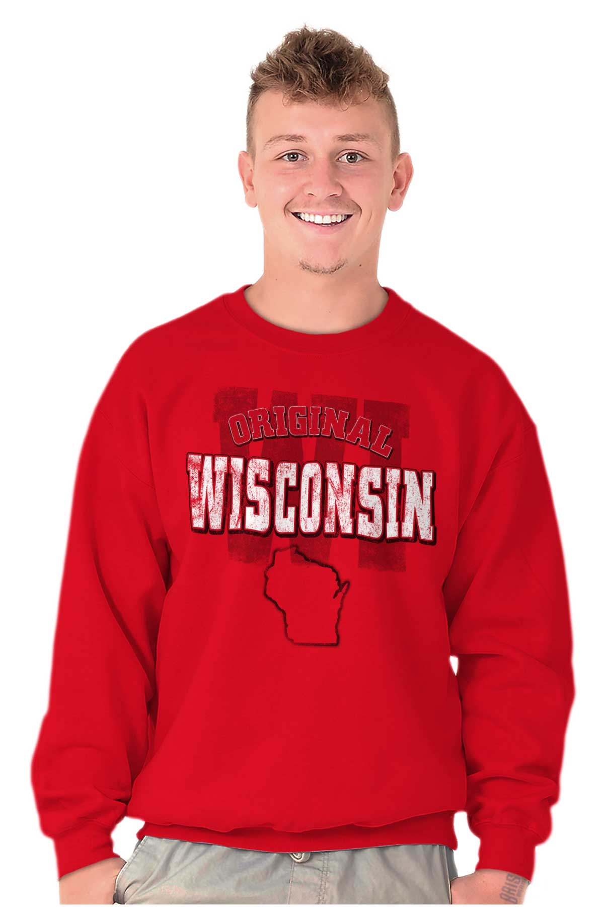 Wisconsin Student University Football WI Gift Adult Long Sleeve Crew ...