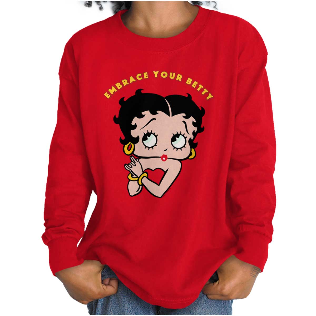 Y2K Betty Boop Graphic Tee Long Sleeve Baseball T Shirt Double Sided Henley 2000s 00s Vintage Extra Small XS