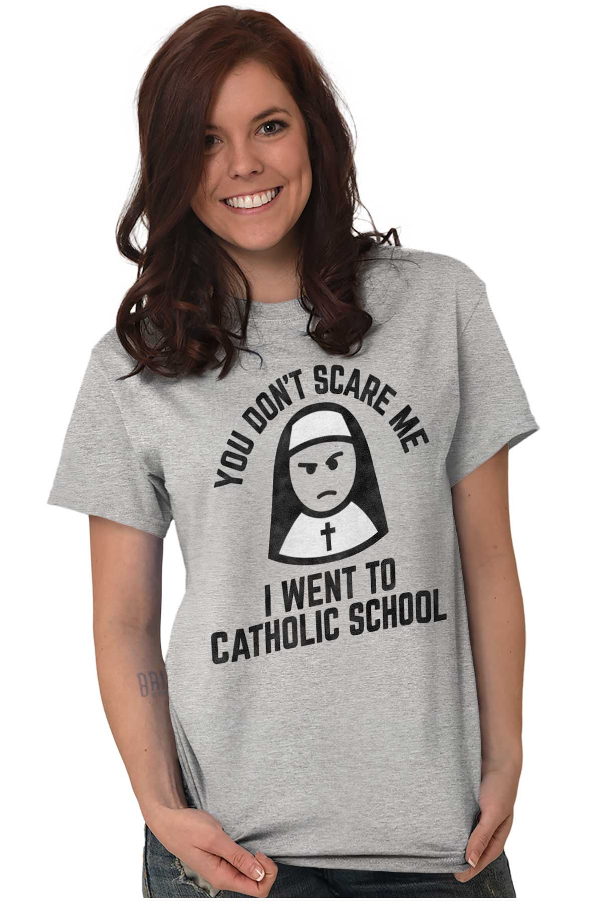 Went To Catholic School Funny Nun Religious Adult Short Sleeve Crewneck ...