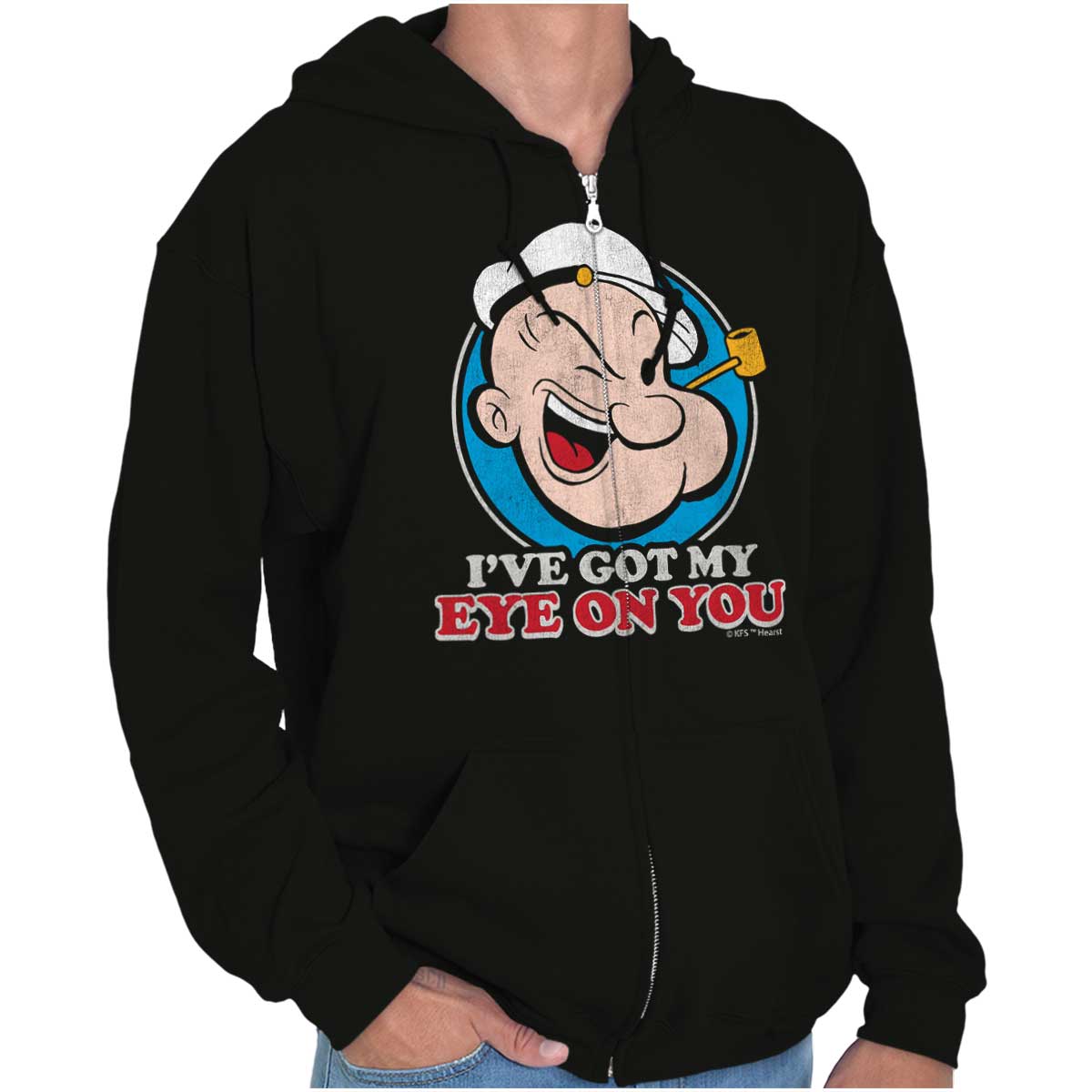 Vintage Cartoon Retro Popeye Character Funny Sweatshirt Zip