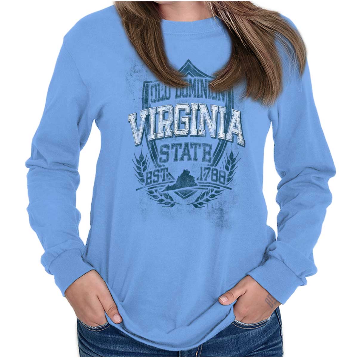 Virginia State Motto Souvenir Tourist VA Gift Womens Hooded Pullover Sweatshirt