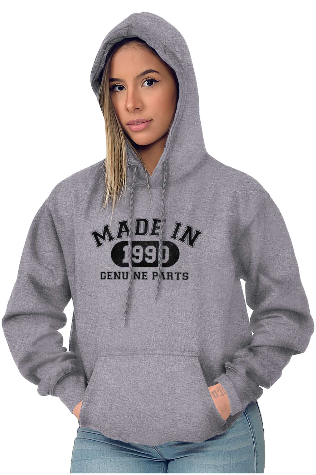 Vintage Made In 1990 Birthday Genuine Parts Hoodie Hooded