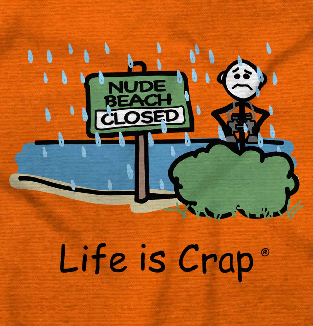 Life is Crap Nude Beach Funny Pervert Dirty Mens Casual Crewneck T