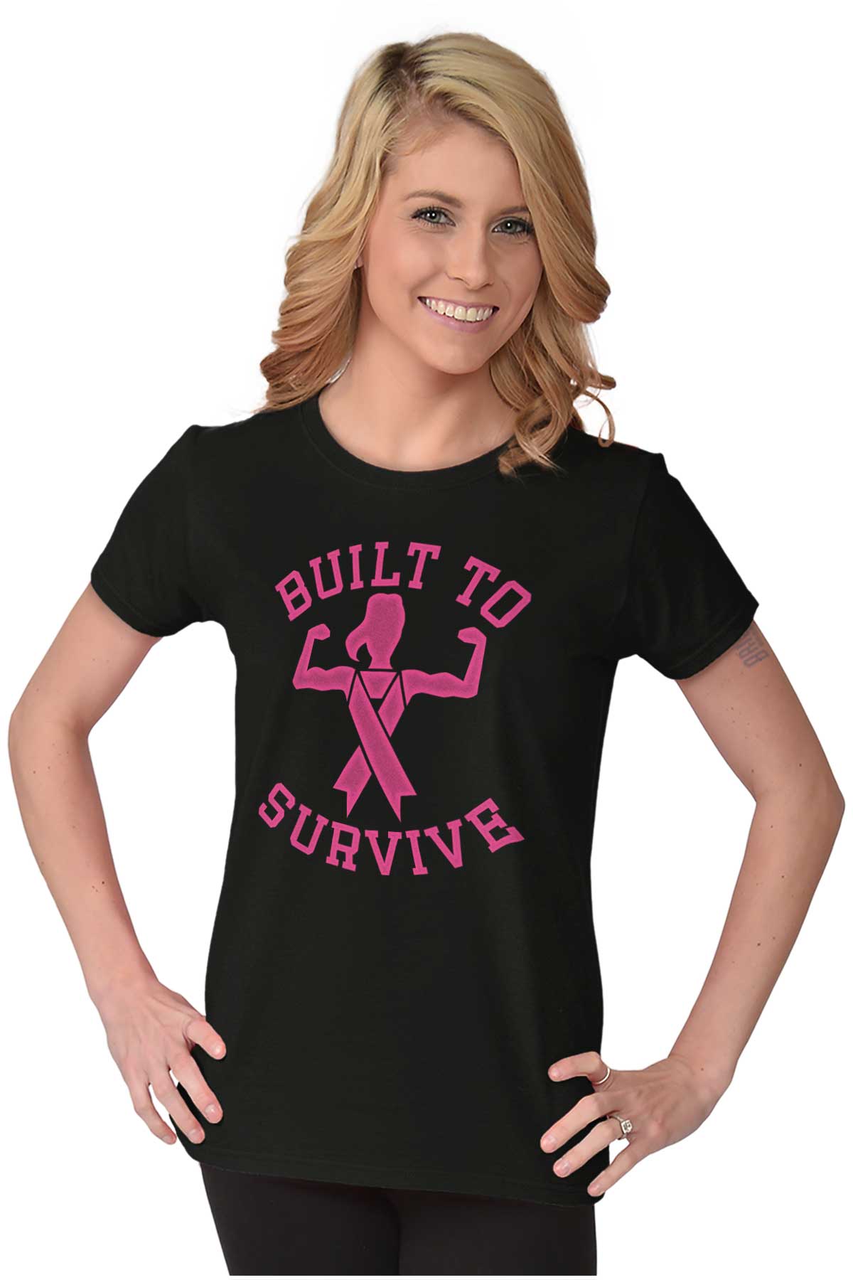 Built To Survive Breast Cancer Awareness Tees Shirts Tshirts For Womens ...