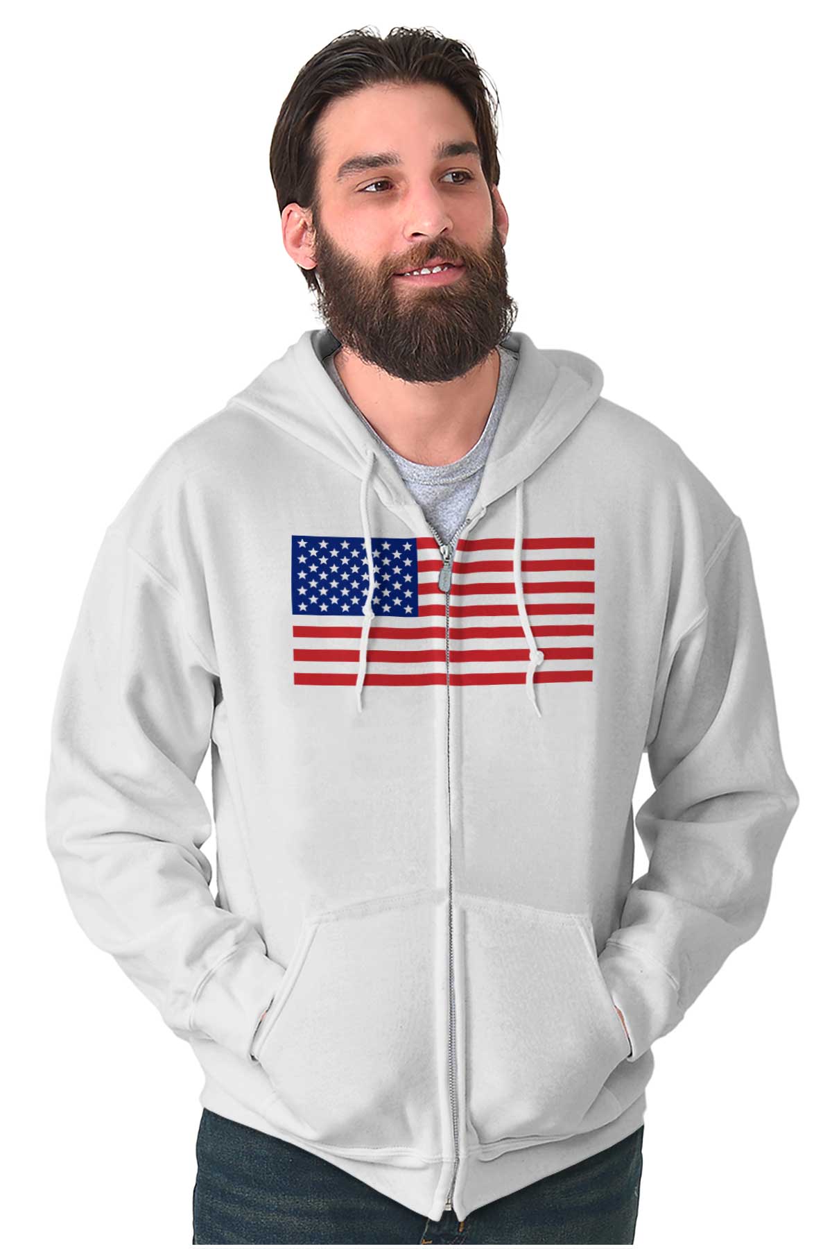 Patriotic American Flag Stars Stripes USA Adult Zip Hoodie Jacket 